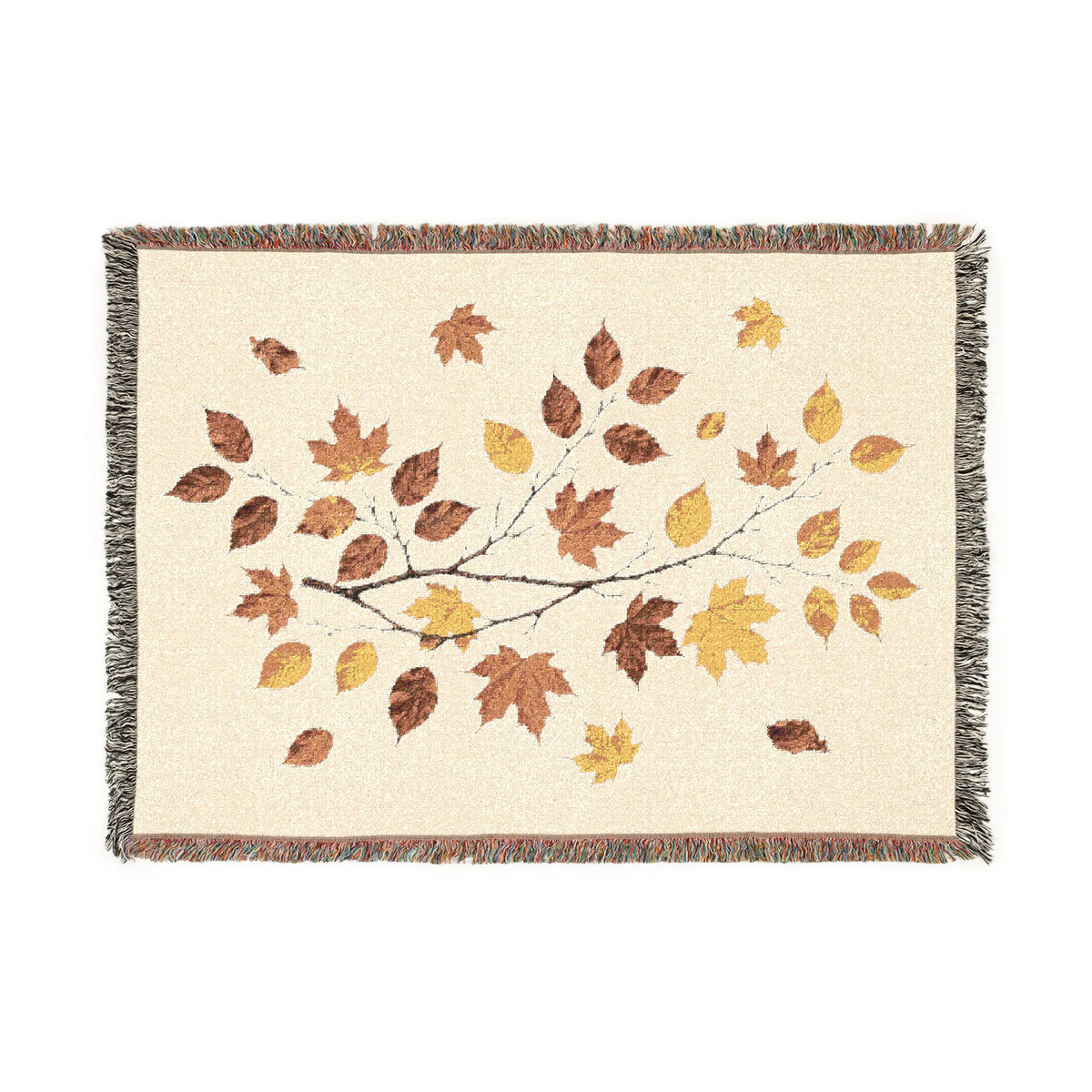 Autumn Falling Leaves Woven Blanket