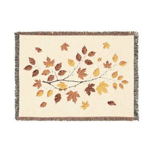 Autumn Falling Leaves Woven Blanket