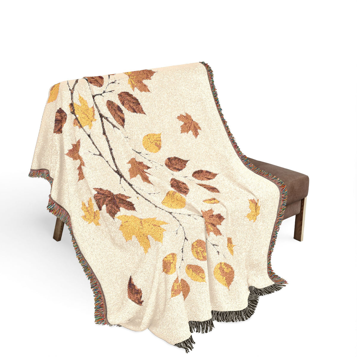 Autumn Falling Leaves Woven Blanket