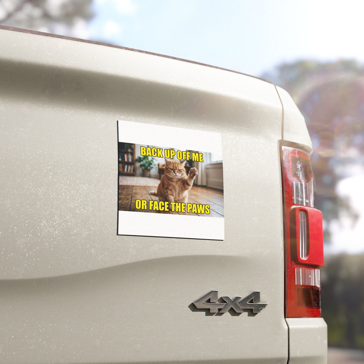 Back Up Off Me or Face the Paws Cat Car Magnet