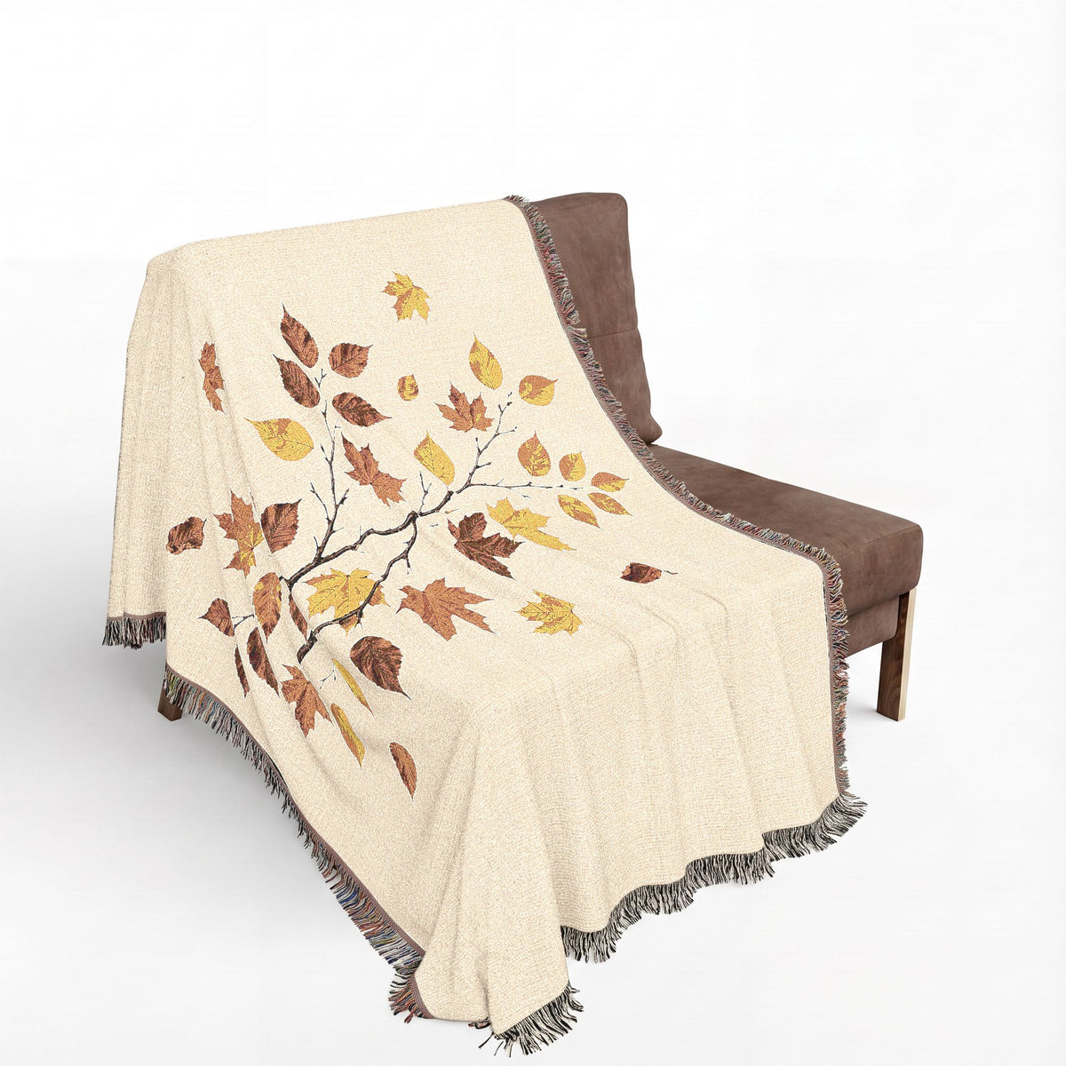 Autumn Falling Leaves Woven Blanket