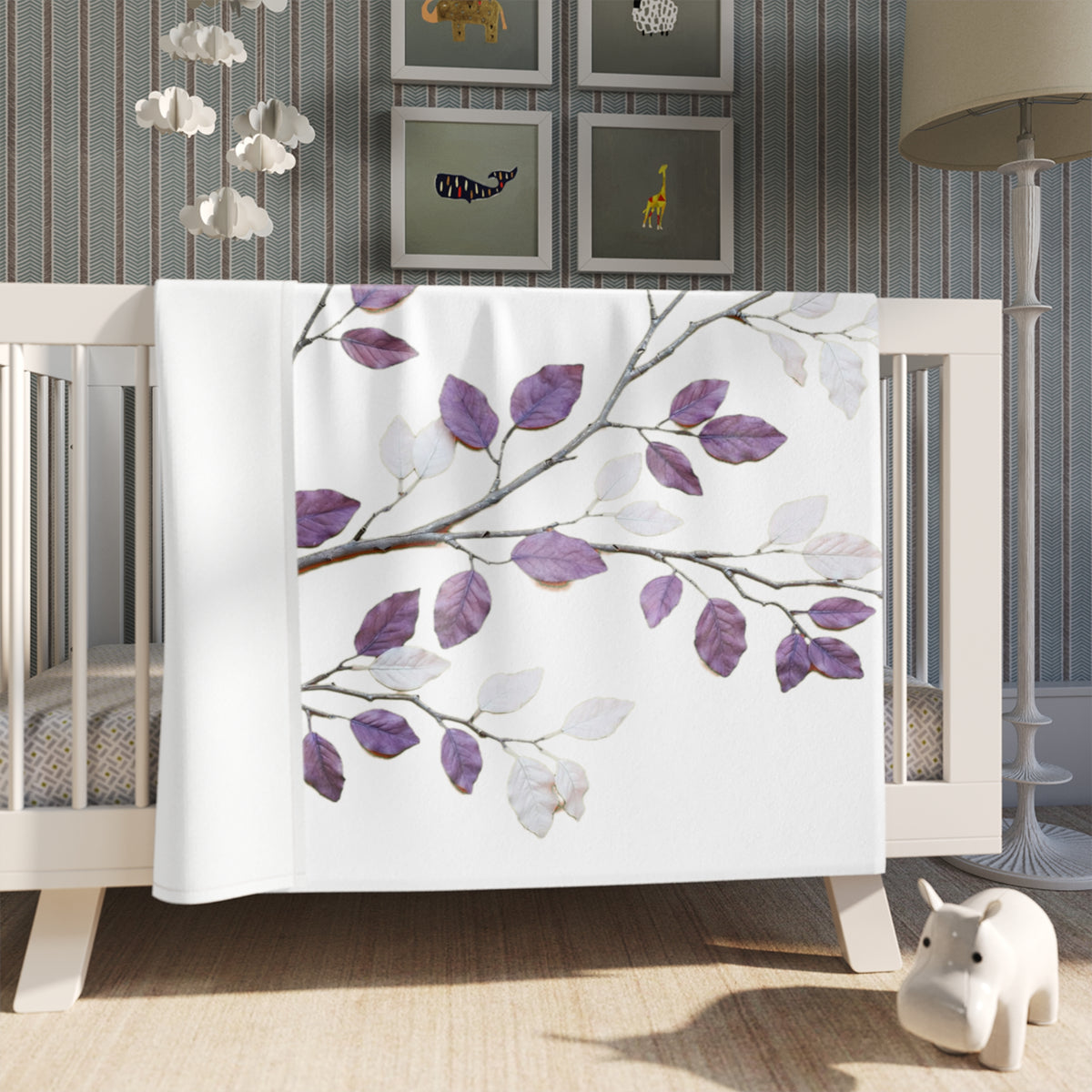 Purple Botanical Branch Throw Blanket