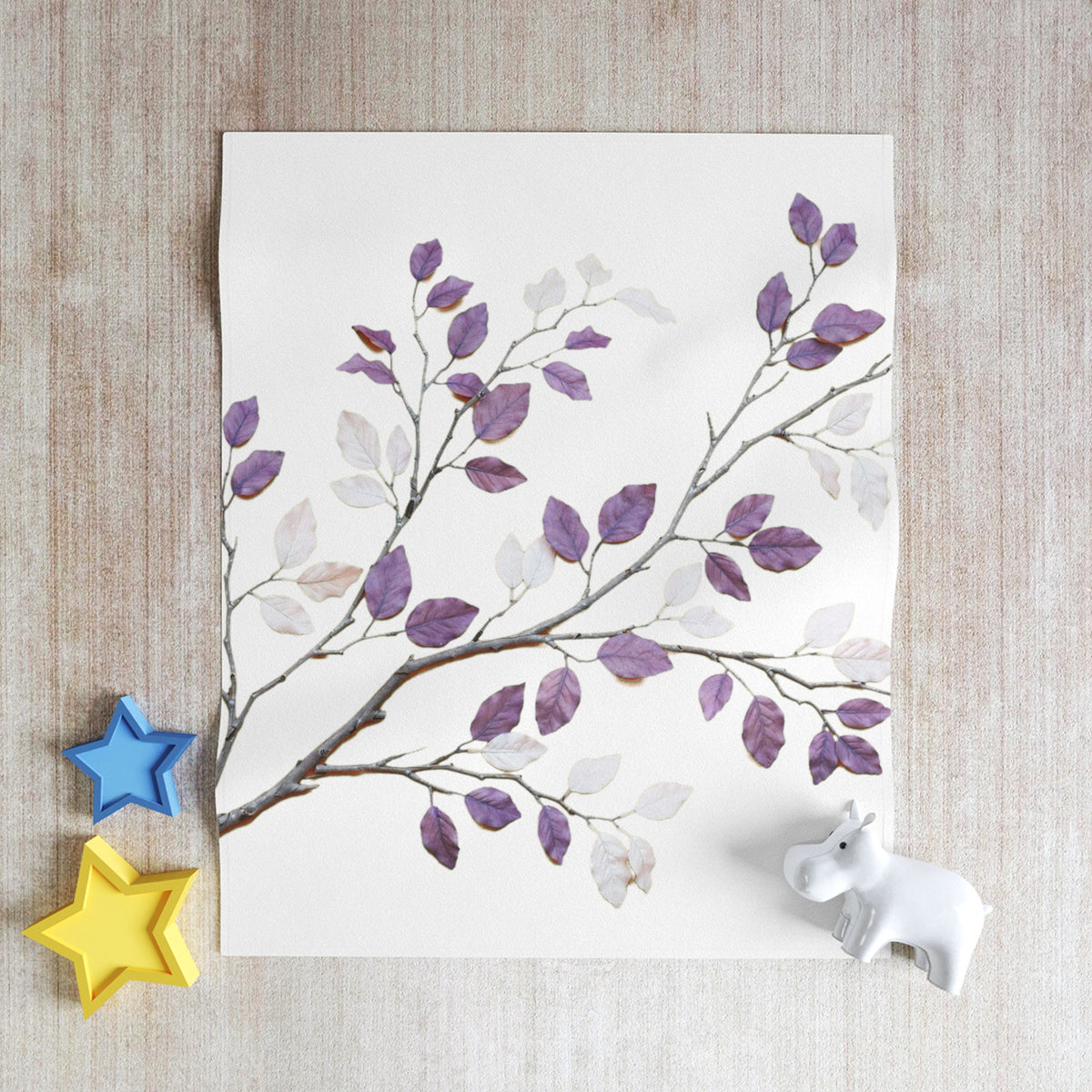 Purple Botanical Branch Throw Blanket