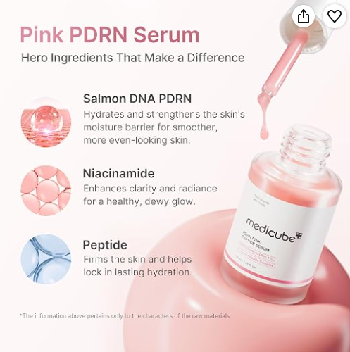 Medicube PDRN Pink Peptide Serum with Salmon DNA, Firmer, Even-Looking Skin (Use amazon link to purchase)